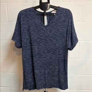 CJ Banks Women’s Size 1X Heather Blue V-Neck Short-Sleeve Top